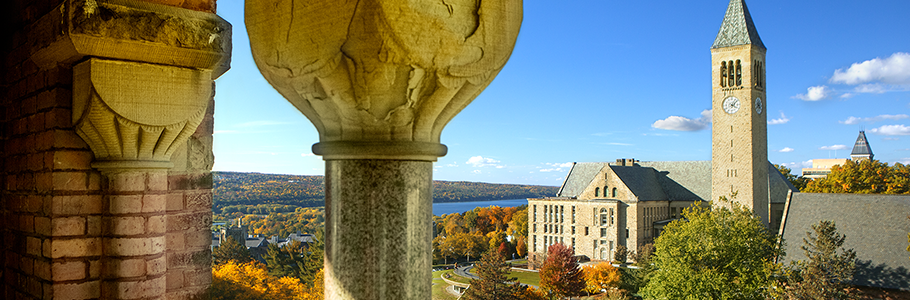 Cornell_Clock_Tower A picture of looking out over Cornell University's clock tower during autumn.